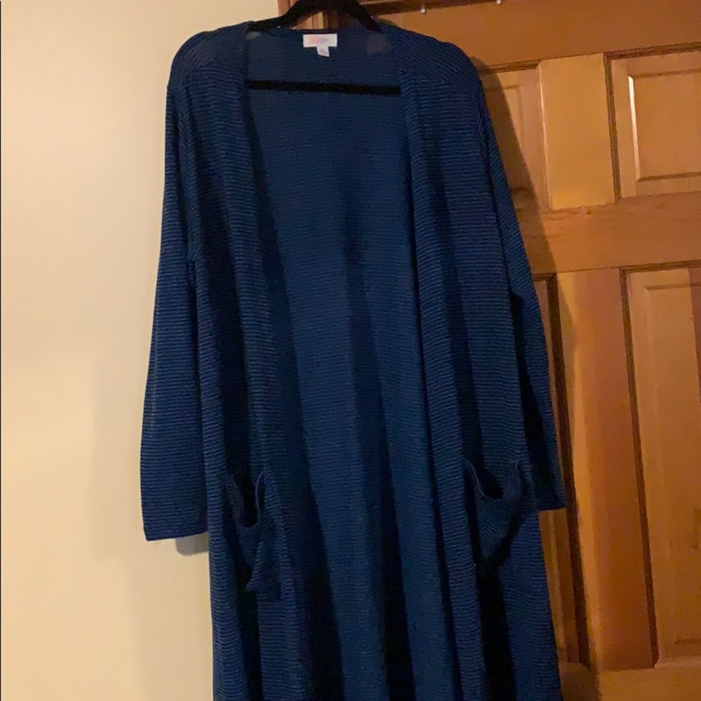 NWOT Lularoe blue & brown striped Sarah